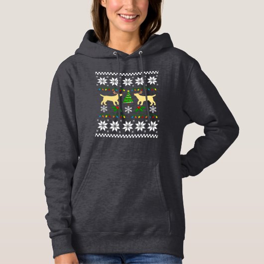 Yellow Labrador Kontur Ugly Christmas Hoodie (Vorderseite)
