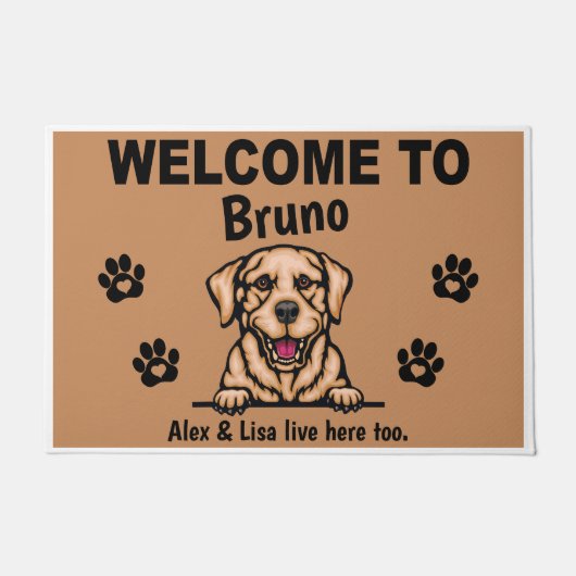 Yellow Labrador Lab Welcome Personalized Custom Fußmatte (Vorderseite)