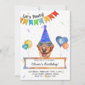Yellow Labrador Lasse Pawty Dog Birthday Party Einladung (Vorderseite)