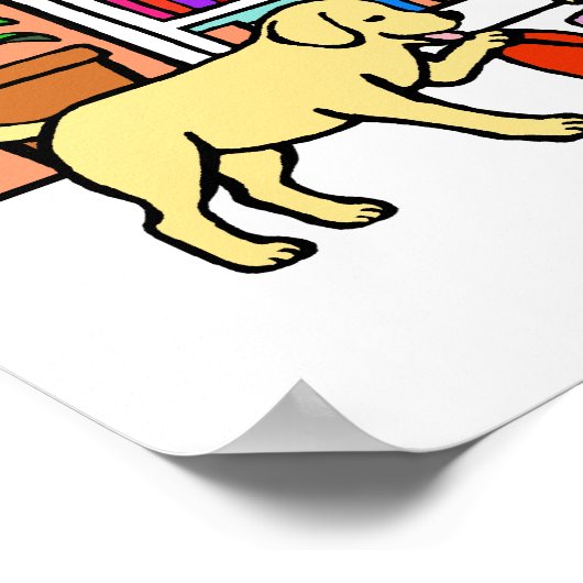 Yellow Labrador Mama Reading Cartoon Poster (Ecke)