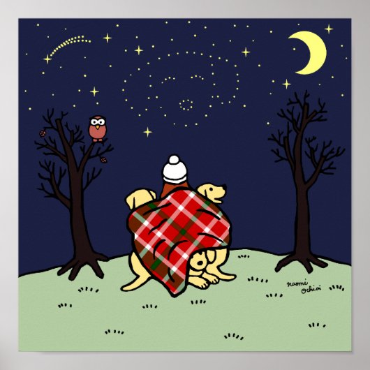 Yellow Labrador Mama und Starry Sky Poster (Vorne)