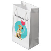 Yellow Labrador mit Heart Balloon-Geschenktasche Kleine Geschenktüte (Rückseite Schrägansicht)