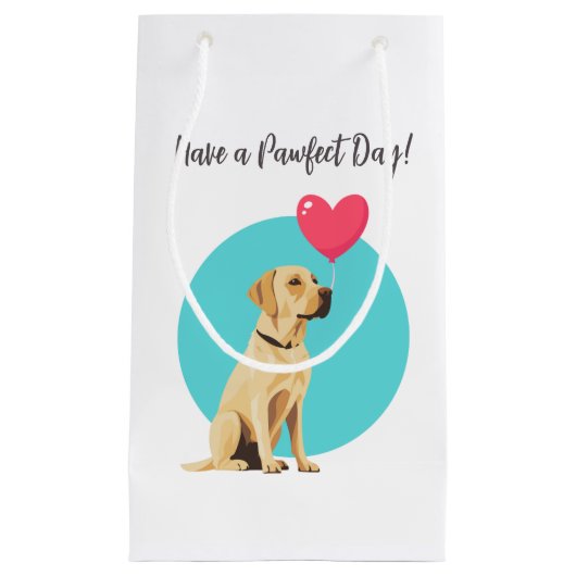 Yellow Labrador mit Heart Balloon-Geschenktasche Kleine Geschenktüte (Vorderseite)