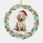 Yellow Labrador Personalisiert Dog Lover Christmas Keramik Ornament (Hinten)