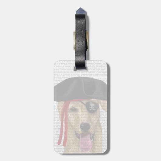 Yellow Labrador Pirate 2 Gepäckanhänger (Rückseite vertikal)