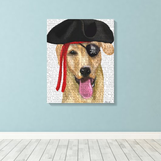 Yellow Labrador Pirate 2 Leinwanddruck (Insitu (Holzboden))