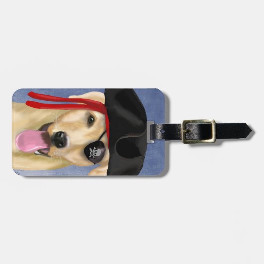 Yellow Labrador Pirate Gepäckanhänger (Vorderseite horizontal)