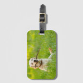 Yellow Labrador Plays mit Stick Gepäckanhänger (Vorderseite Vertikal)