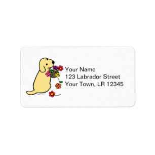Yellow Labrador Puppy Blume Basket Cartoon Adressaufkleber