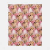 Yellow Labrador Puppy Butterfly Tiermuster Fleecedecke (Vorderseite)