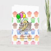 Yellow Labrador Puppy Cartoon Geburtskarte Karte (Rückseite)