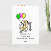 Yellow Labrador Puppy Cartoon Geburtskarte Karte (Rückseite)