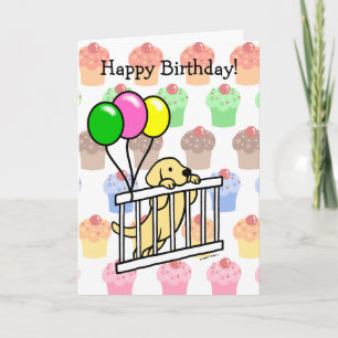 Yellow Labrador Puppy Cartoon Geburtstagskarte Karte