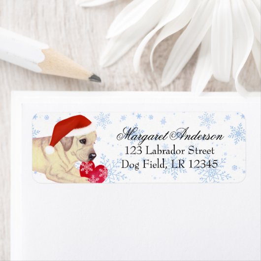 Yellow Labrador Puppy Christmas Blue Snowflake (Insitu)
