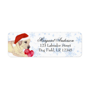 Yellow Labrador Puppy Christmas Blue Snowflake
