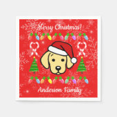 Yellow Labrador Puppy Christmas Pattern Serviette (Vorderseite)