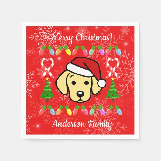Yellow Labrador Puppy Christmas Pattern Serviette (Vorderseite)