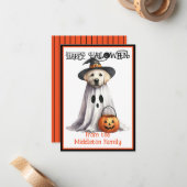 Yellow Labrador Puppy Dog Happy Halloween Mitteilungskarte (Vorderseite/Rückseite Beispiel)