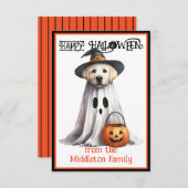Yellow Labrador Puppy Dog Happy Halloween Mitteilungskarte (Vorne/Hinten)