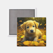 Yellow Labrador Puppy Playing in Herbstlauben Magnet (Vorderseite/Rückseite)