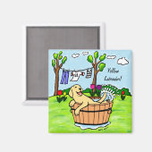 Yellow Labrador Puppy Pool Cartoon Magnet (Vorderseite/Rückseite)