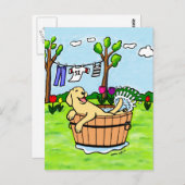 Yellow Labrador Puppy Pool Cartoon Postkarte (Vorne/Hinten)