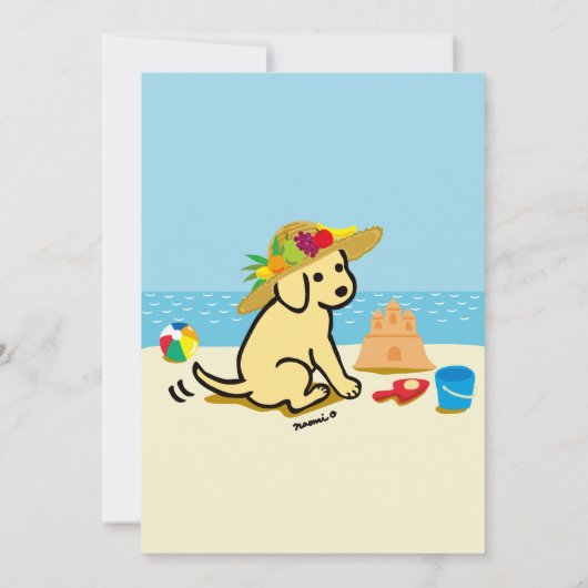 Yellow Labrador Puppy Strohhalm Baby Dusche Einladung (Rückseite)