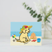Yellow Labrador Puppy Strohhalm Cartoon Postkarte (Stehend Vorderseite)