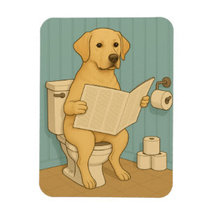 Yellow Labrador Reading Newspapier auf der Toilett Magnet