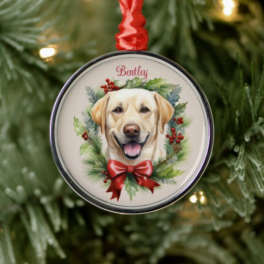 Yellow Labrador Retreiver Christmas Pet Memorial Ornament Aus Metall (Baum)
