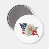 Yellow Labrador Retriever American Flag, Magnet (Vorderseite/Rückseite)