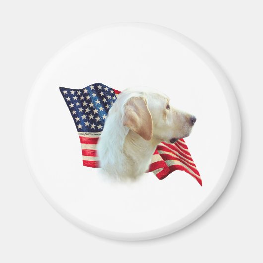 Yellow Labrador Retriever American Flag, Magnet (Vorne)