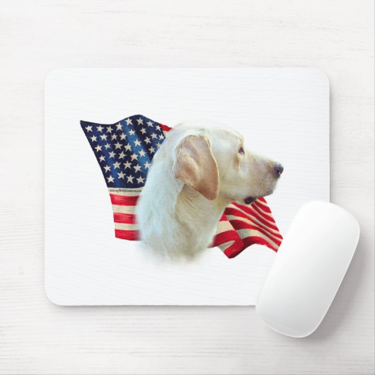 Yellow Labrador Retriever American Flag, Mousepad (Mit Mouse)