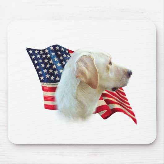 Yellow Labrador Retriever American Flag, Mousepad (Vorne)