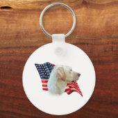 Yellow Labrador Retriever American Flag, Schlüsselanhänger (Vorderseite)
