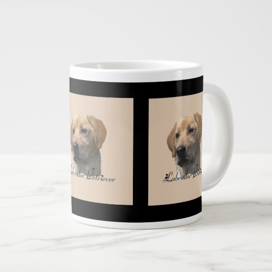 Yellow Labrador Retriever Art Geschenke Jumbo-Tasse (Vorderseite Rechts)