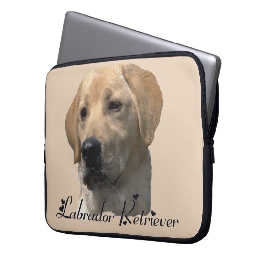 Yellow Labrador Retriever Art Geschenke Laptopschutzhülle (Vorderseite Links)