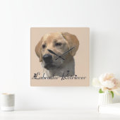 Yellow Labrador Retriever Art Geschenke Quadratische Wanduhr (Zuhause)