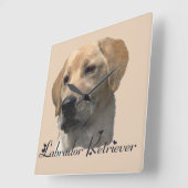Yellow Labrador Retriever Art Geschenke Quadratische Wanduhr (Winkel)