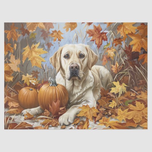 Yellow Labrador Retriever Autumn Decoupage Seidenpapier (Vorderseite)