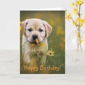 Yellow Labrador Retriever Birthday Card Karte (Gelbe Blume)