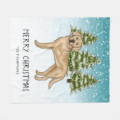 Yellow Labrador Retriever Blue Winter Custom Text Fleecedecke (Vorderseite (Horizontal))