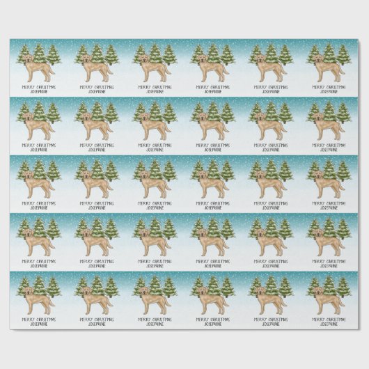 Yellow Labrador Retriever Blue Winter Custom Text Geschenkpapier (Flach)