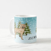 Yellow Labrador Retriever Blue Winter Individuelle Kaffeetasse (Vorderseite Links)