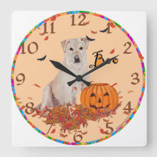 Yellow Labrador Retriever Boo! Quadratische Wanduhr