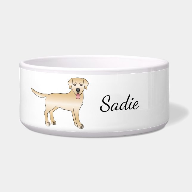 Yellow Labrador Retriever Cartoon Dog & Name Napf (Vorderseite)