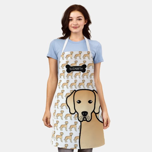 Yellow Labrador Retriever Cartoon Dog & Name Schürze (Getragen)