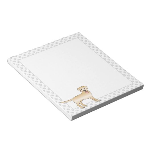 Yellow Labrador Retriever Cartoon Dog & Paws Notizblock (angewinkelt)