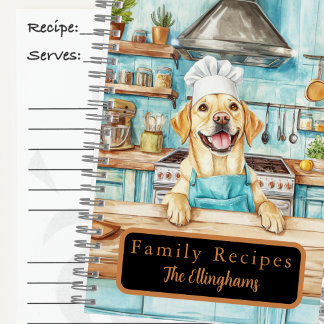 Yellow Labrador Retriever Chef Spiral Recipe Book Notizblock
