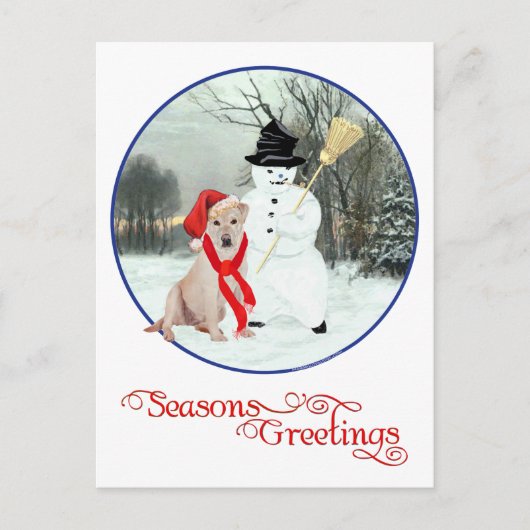 Yellow Labrador Retriever Christmas Feiertagspostkarte (Vorderseite)